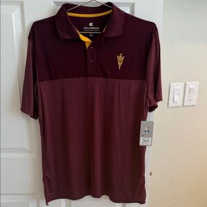 Colosseum Men’s Maroon & Gold Polo Shirt Arizona State University NWT Large